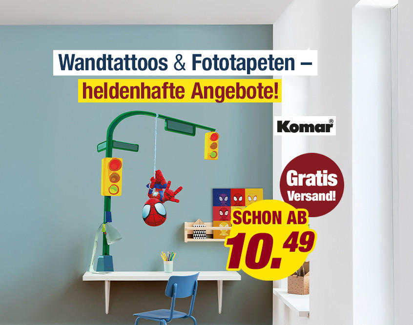 Wandtattoos & Fototapeten – heldenhafte Angebote! Spider-Man Wandtattoo. Gratis Versand. Schon ab 10,49 €.