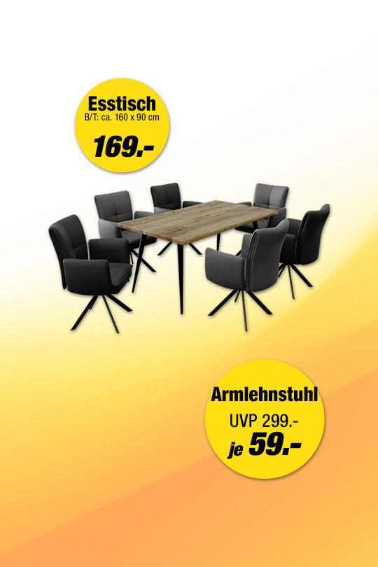 Esstisch und Armlehnstuhl
