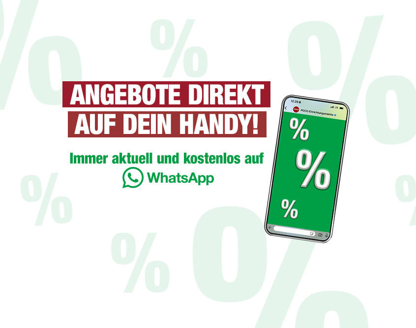 Angebote direkt auf dein Handy! Immer aktuell und kostenlos auf WhatsApp.