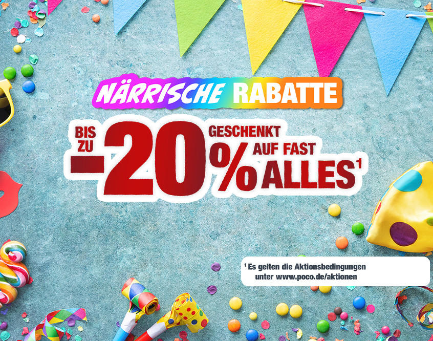 Närrische Rabatte - Bis zu 20% geschenkt auf fast Alles