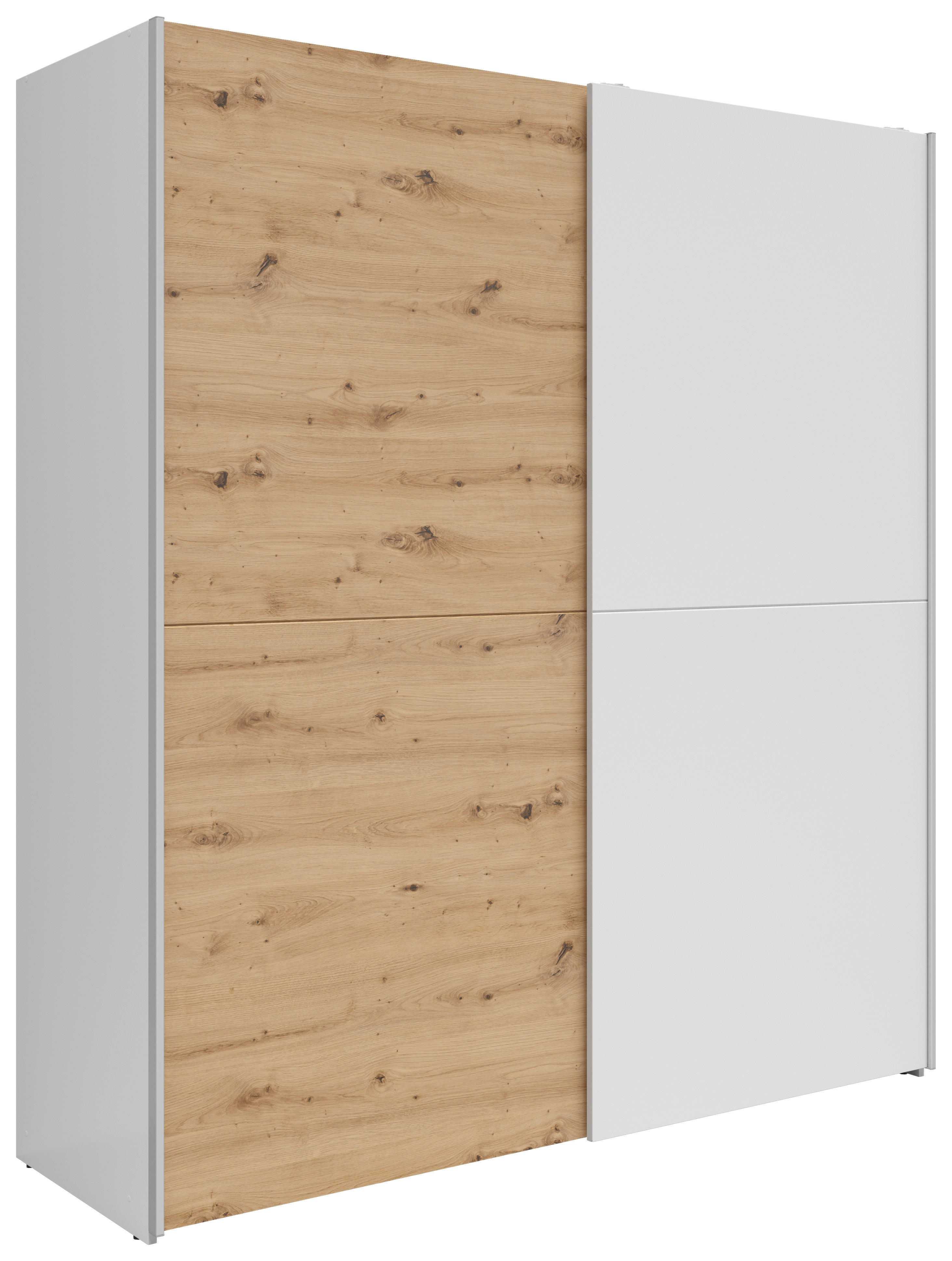Schwebetürenschrank Time weiß Eiche Artisan Nachbildung B/H/T: ca. 170,3x190,5x59 cm Time - Eiche/weiß (170,30/190,50/59,00cm)