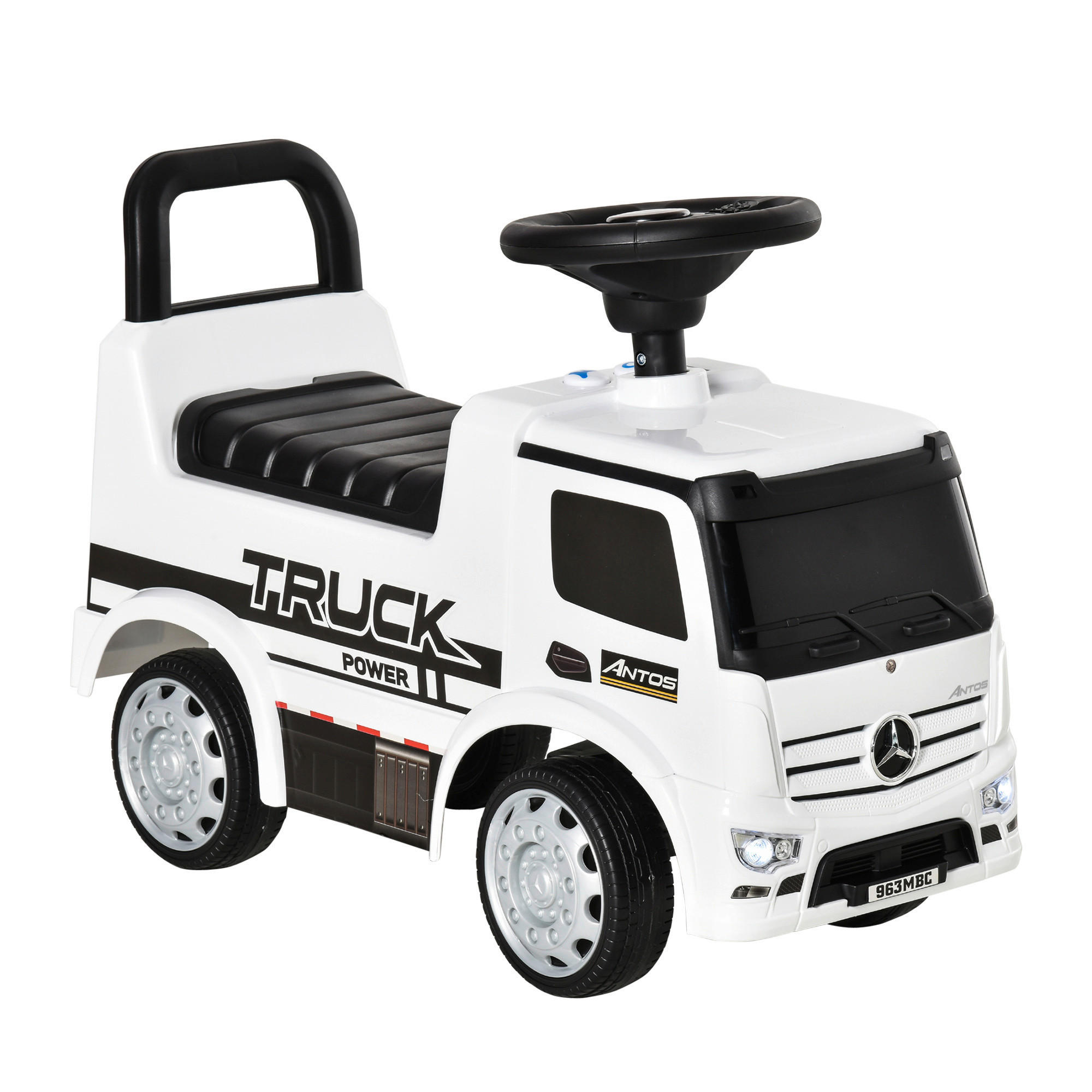 HOMCOM Kinder-Rutschfahrzeug B/H/L: ca. 28,5x45x62,5 cm Rutschfahrzeug - weiß/schwarz (62,50/28,50/45,00cm) - HOMCOM