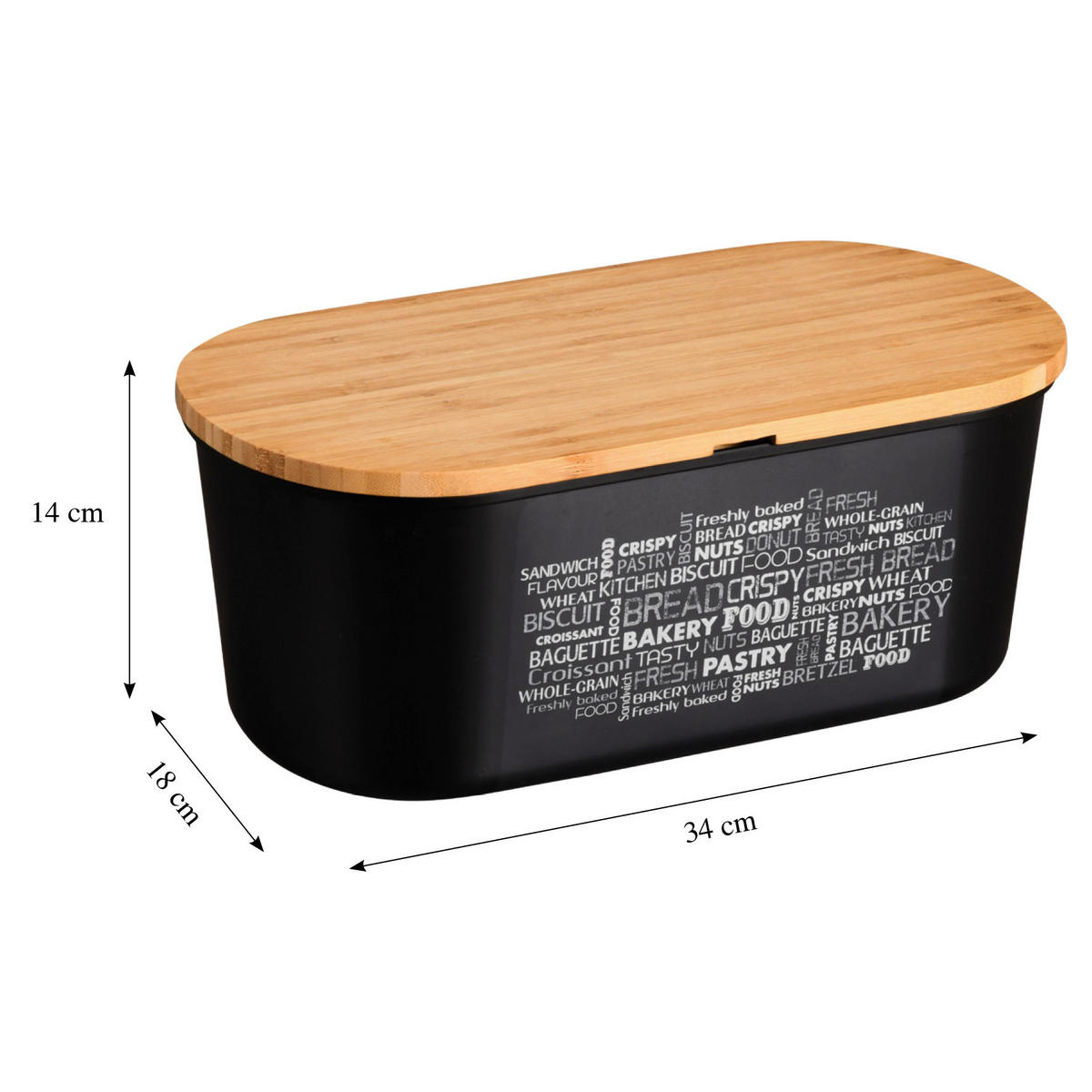 Kesper Brotbox schwarz Kunststoff B/H/L: ca. 20x14,5x34 cm Brotbox - natur/schwarz (34,00/20,00/14,50cm) - Kesper