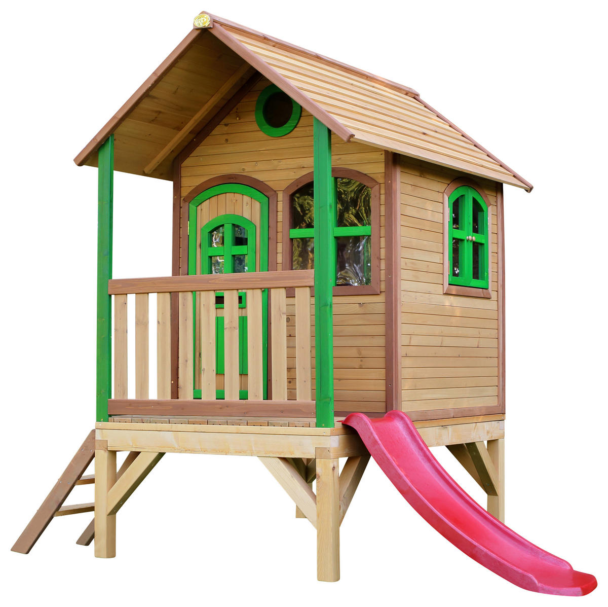 AXI Spielhaus Tom braun B/H/L: ca. 287x231x191 cm Tom - braun/rot (191,00/287,00/231,00cm) - AXI