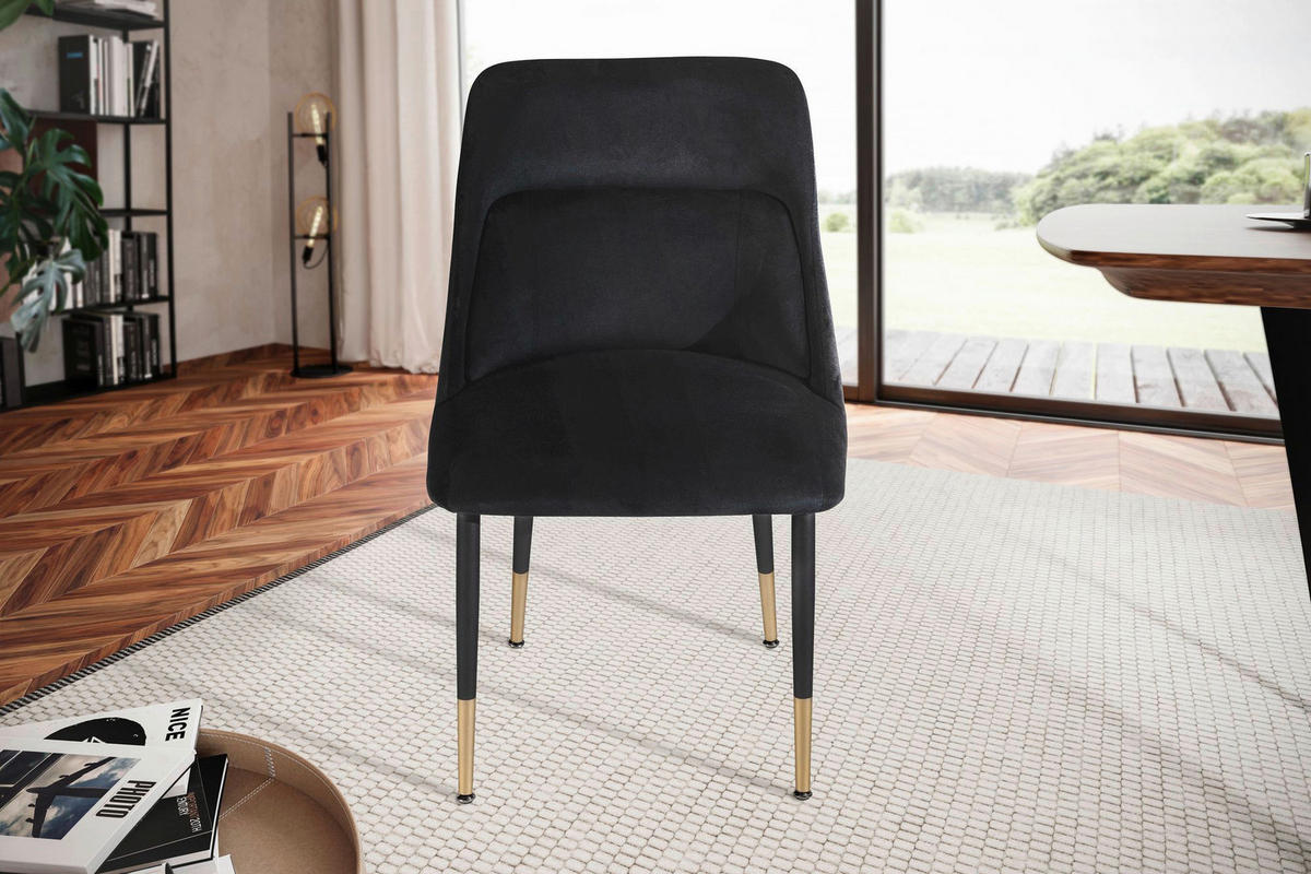 Stuhl schwarz Polyester Esszimmerstuhl - schwarz - Wohnling