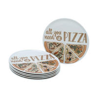 CreaTable Pizzateller-Set Europa bunt Porzellan D: ca. 33 cm Europa - bunt (33,00cm) - CreaTable
