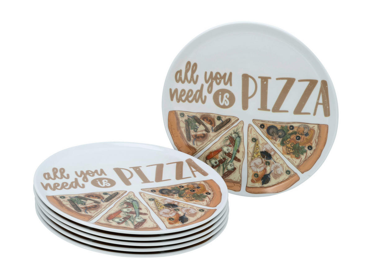 CreaTable Pizzateller-Set Europa bunt Porzellan D: ca. 33 cm Europa - bunt (33,00cm) - CreaTable