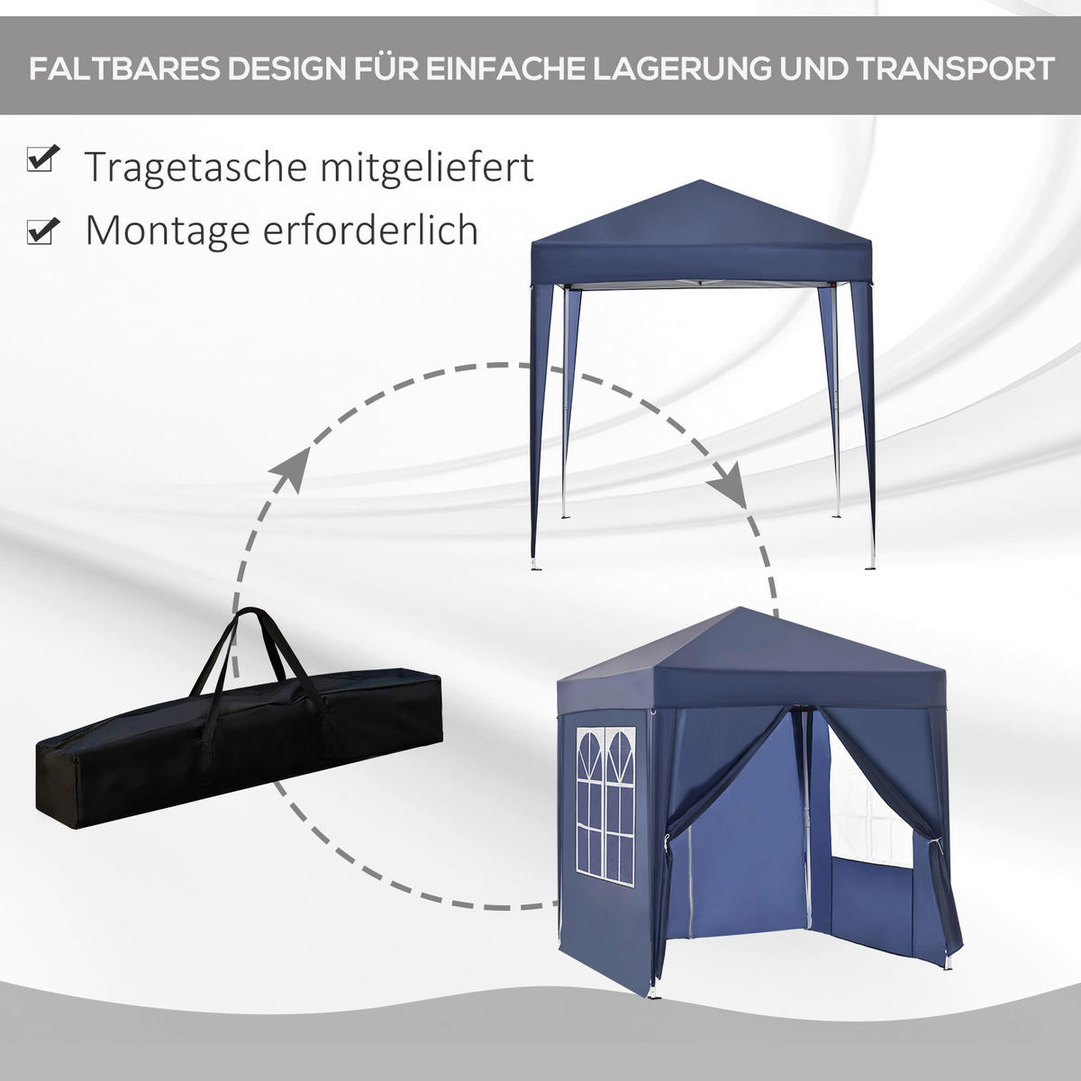 Outsunny Faltpavillon blau Stoff B/H/L: ca. 200x240x200 cm Faltpavillon - blau (200,00/200,00/240,00cm) - Outsunny