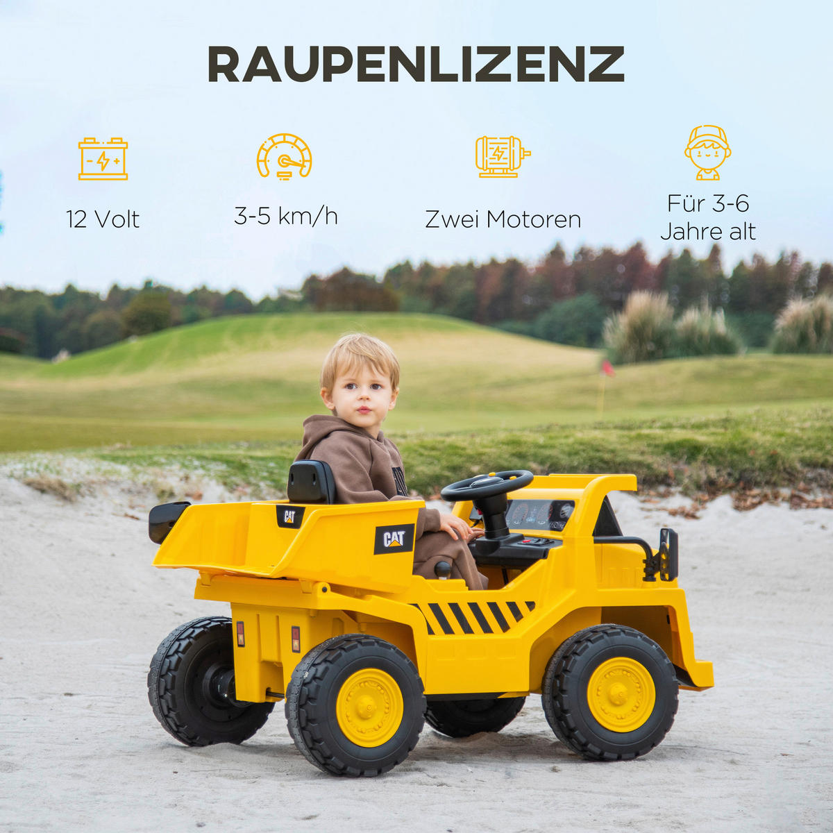 AIYAPLAY Kinder-Elektrotraktor gelb B/H/L: ca. 70,5x61,5x110 cm Kinder-Elektrotraktor - gelb (110,00/70,50/61,50cm) - AIYAPLAY
