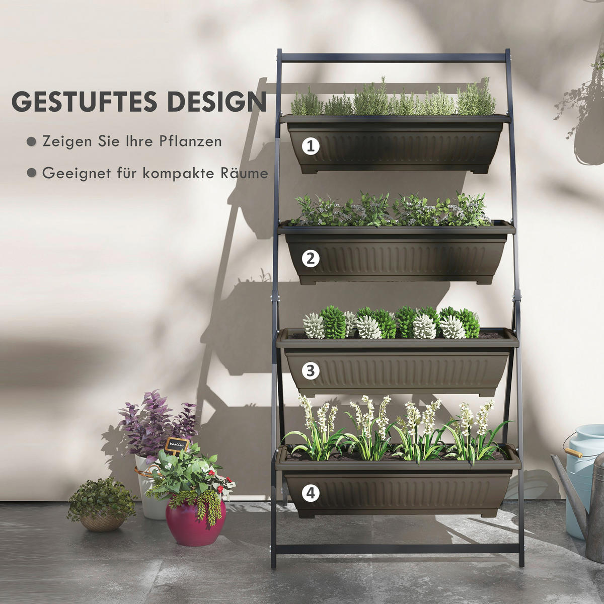 Outsunny Pflanzenständer braun Edelstahl B/H/L: ca. 79x76x162 cm Pflanzenständer - braun (162,00/79,00/76,00cm) - Outsunny