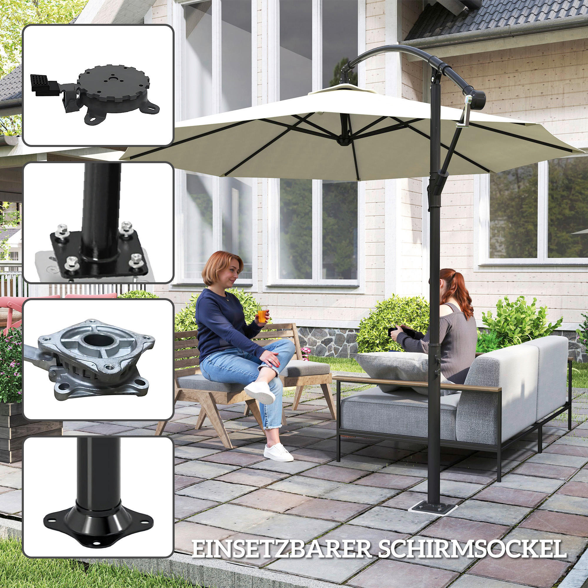Outsunny Schirmständer dunkelgrau Metall B/H/L: ca. 16,5x40x16,5 cm Schirmständer - dunkelgrau (16,50/16,50/40,00cm) - Outsunny