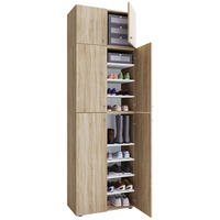 Schuhschrank Lona Eiche Sonoma Nachbildung weiß B/H/T: ca. 70x223x39 cm Lona - Eiche/weiß (70,00/223,00/39,00cm) - VCM Möbel