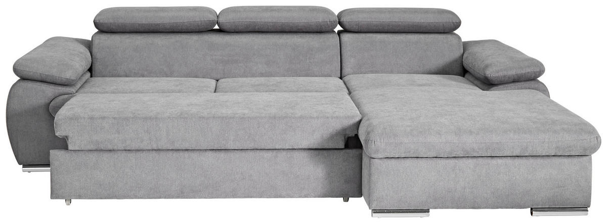 Ecksofa mit Bettfunktion und Bettkasten graubraun Como_2F-OT_Ecksofa - graubraun/Chrom