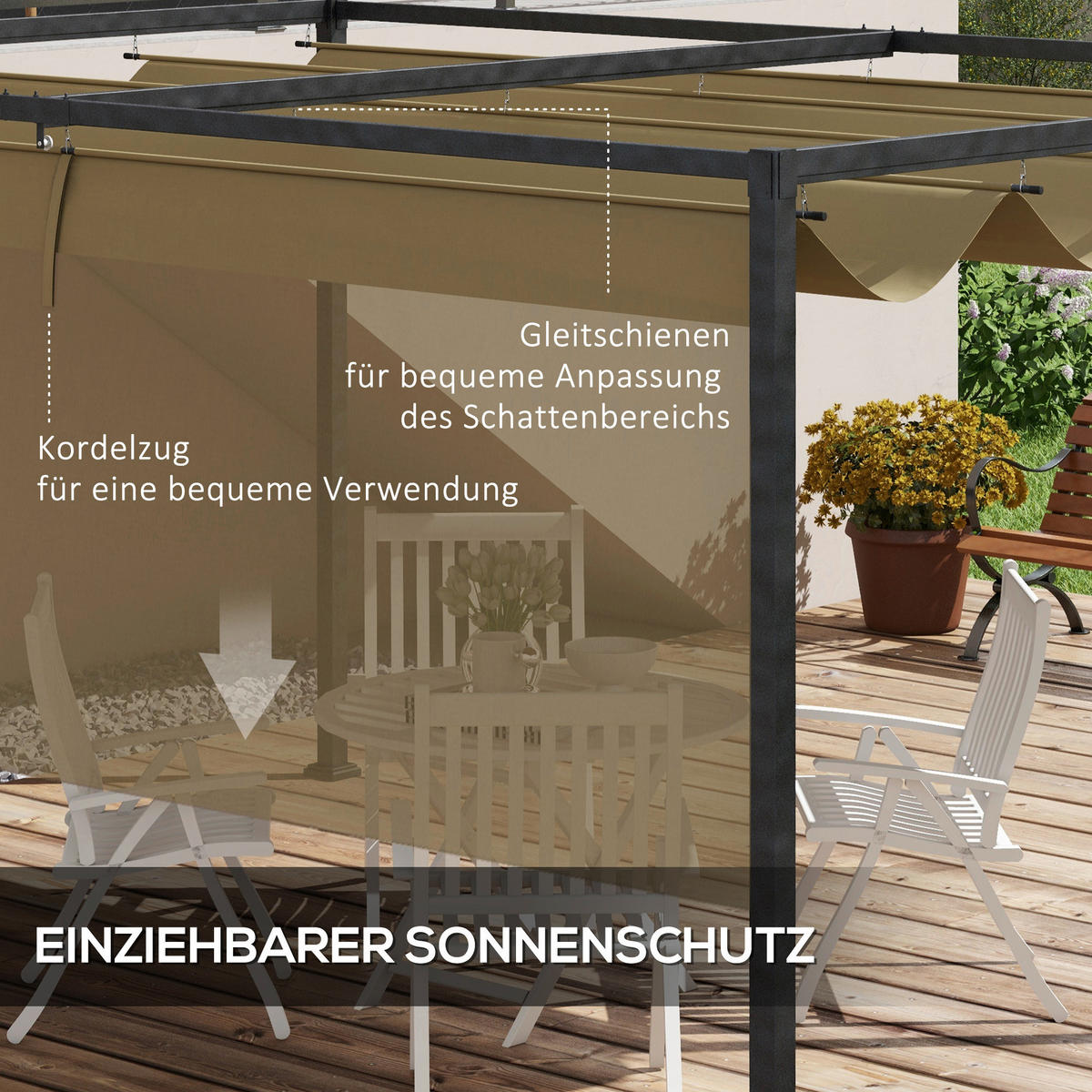 Outsunny Pergola khaki Polyester B/H/L: ca. 300x222x400 cm Pergola - khaki (400,00/300,00/222,00cm) - Outsunny