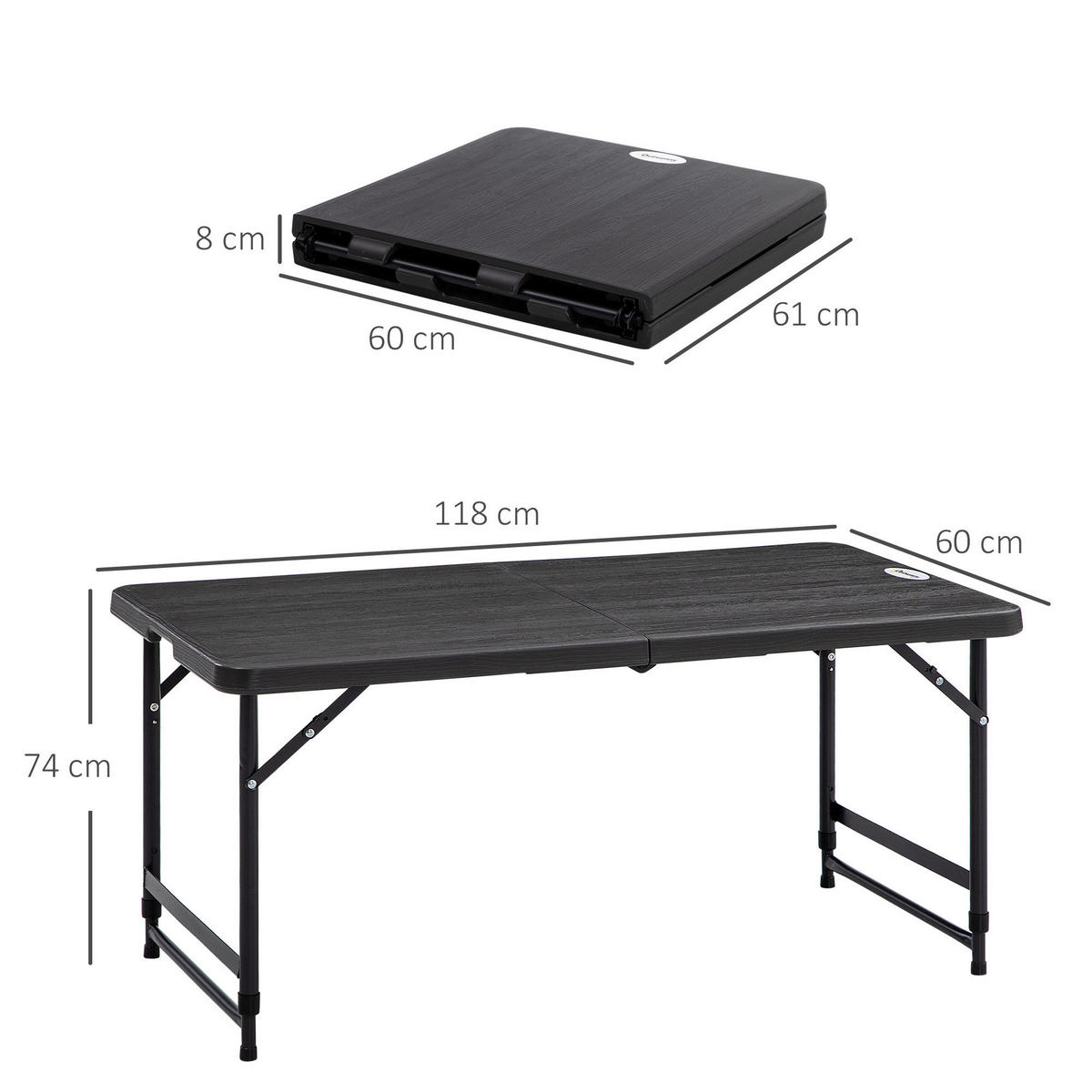Outsunny Gartentisch dunkelgrau Stahl B/H/L: ca. 60x74x118 cm Gartentisch - dunkelgrau (118,00/60,00/74,00cm) - Outsunny