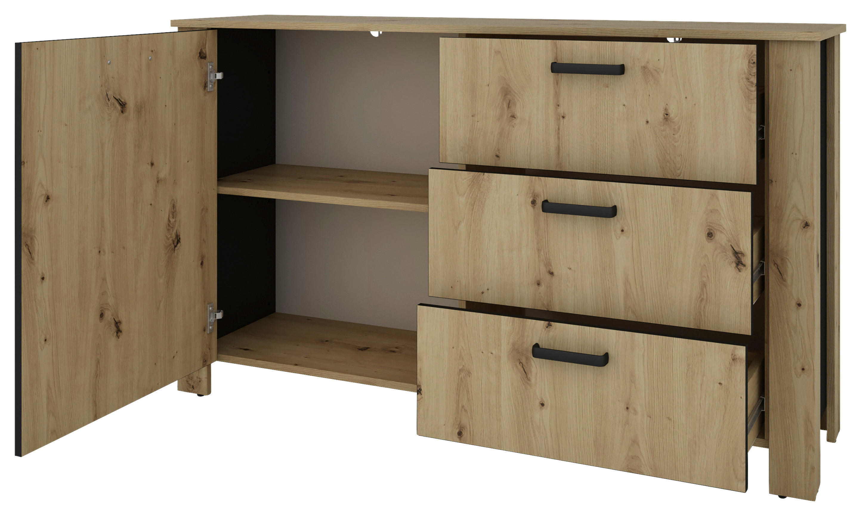 Sideboard FARO Eiche schwarz B/H/T: ca. 140x84x40 cm FARO - Eiche/schwarz (140,00/84,00/40,00cm) - byLIVING