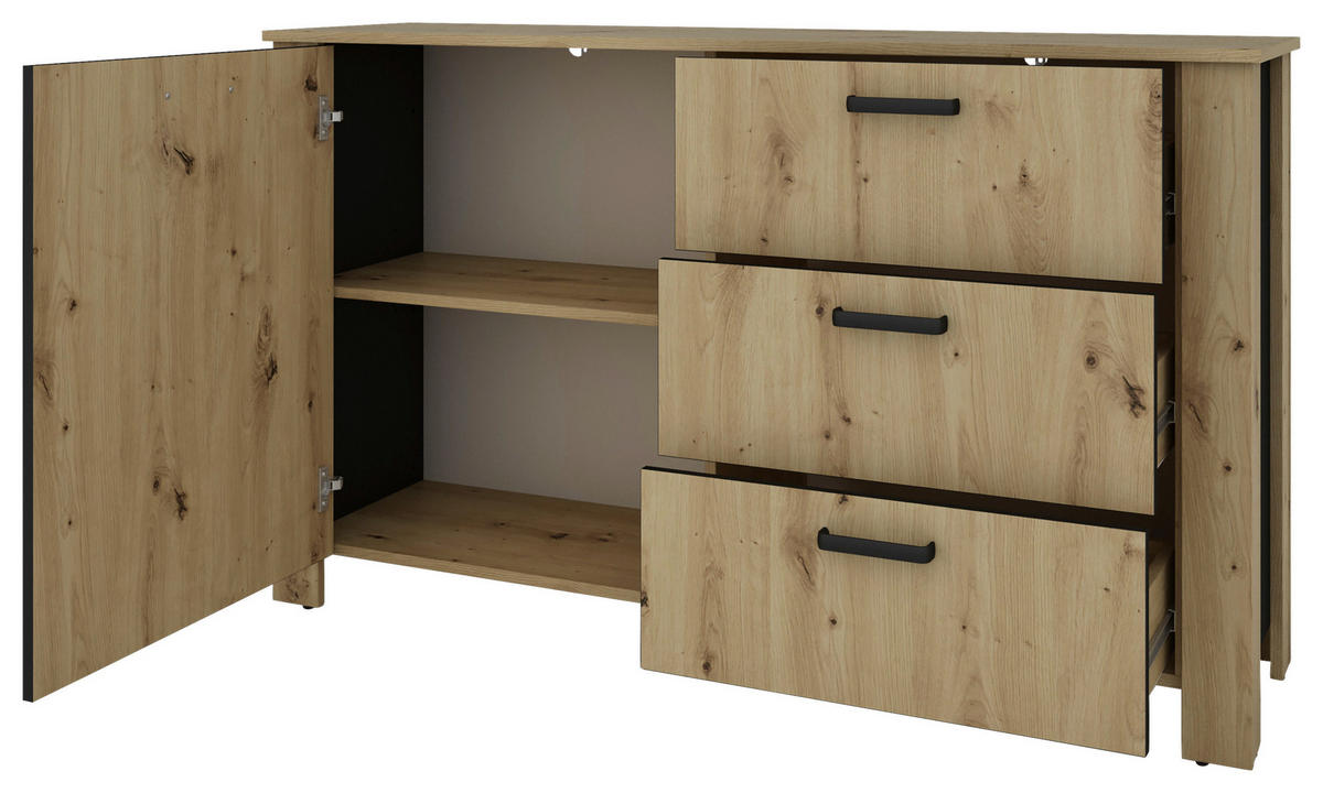 Sideboard FARO Eiche schwarz B/H/T: ca. 140x84x40 cm FARO - Eiche/schwarz (140,00/84,00/40,00cm) - byLIVING