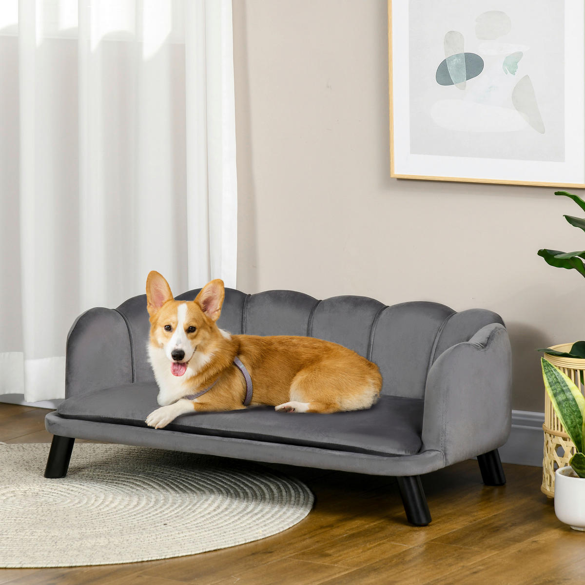 PawHut Hundesofa grau Schaumstoff B/H/L: ca. 60,5x35,5x98,5 cm Hundesofa - grau (98,50/60,50/35,50cm) - PawHut