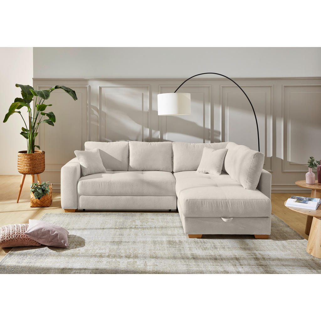 Thumbnail - Ecksofa hellbeige Kord B/H/T: ca. 257x85x206 cm