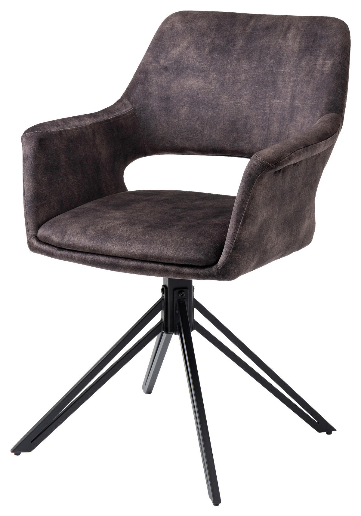 Stuhl ESTELLE  2er-Set anthrazit Vintage schwarz Stoff Metall ESTELLE  2er-Set - schwarz/anthrazit - byLIVING