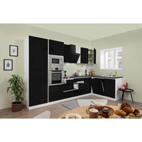 Respekta Küchenblock Premium schwarz hochglänzend B/H/T: ca. 345x220,5x172 cm Premium - weiß/granit (345,00/220,50/172,00cm) - Respekta
