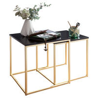 Beistelltisch 2er-Set schwarz Lack matt gold lackiert MDF Metall 2er-Set - gold/schwarz - Wohnling
