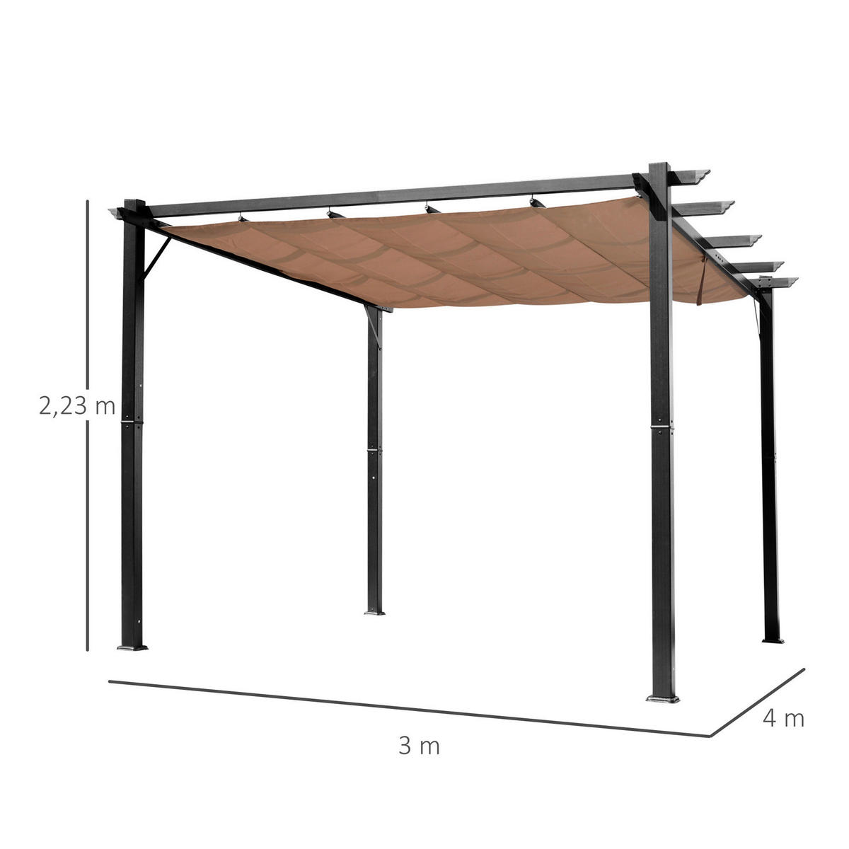 Outsunny Pergola braun Aluminium B/H/L: ca. 400x223x300 cm Pergola - braun/grau (300,00/400,00/223,00cm) - Outsunny