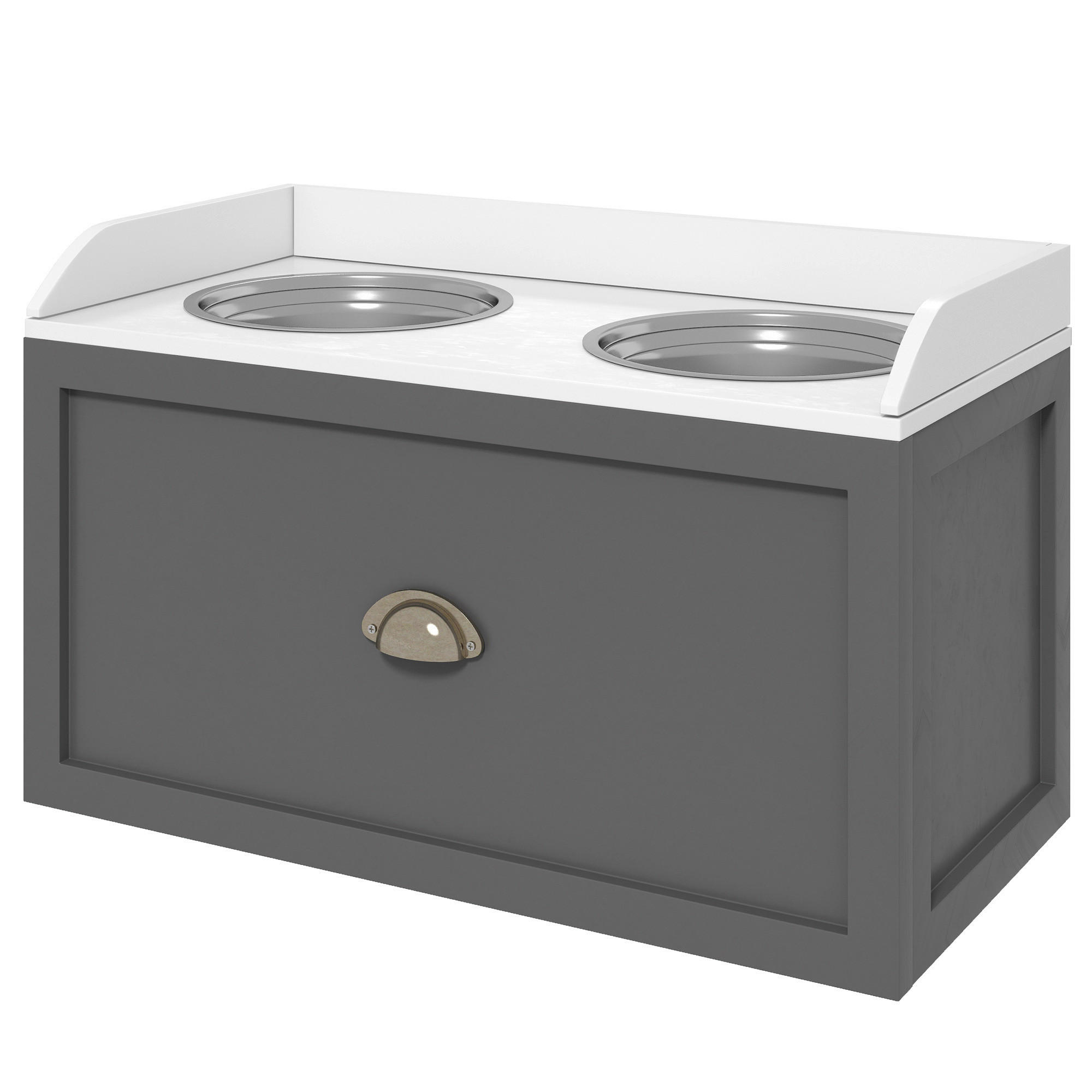 PawHut Hundenapf grau MDF B/H/L: ca. 30x36x60 cm Hundenapf - grau (60,00/30,00/36,00cm) - PawHut