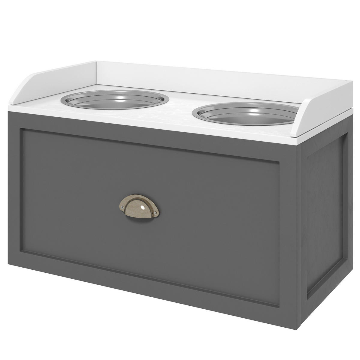 PawHut Hundenapf grau MDF B/H/L: ca. 30x36x60 cm Hundenapf - grau (60,00/30,00/36,00cm) - PawHut