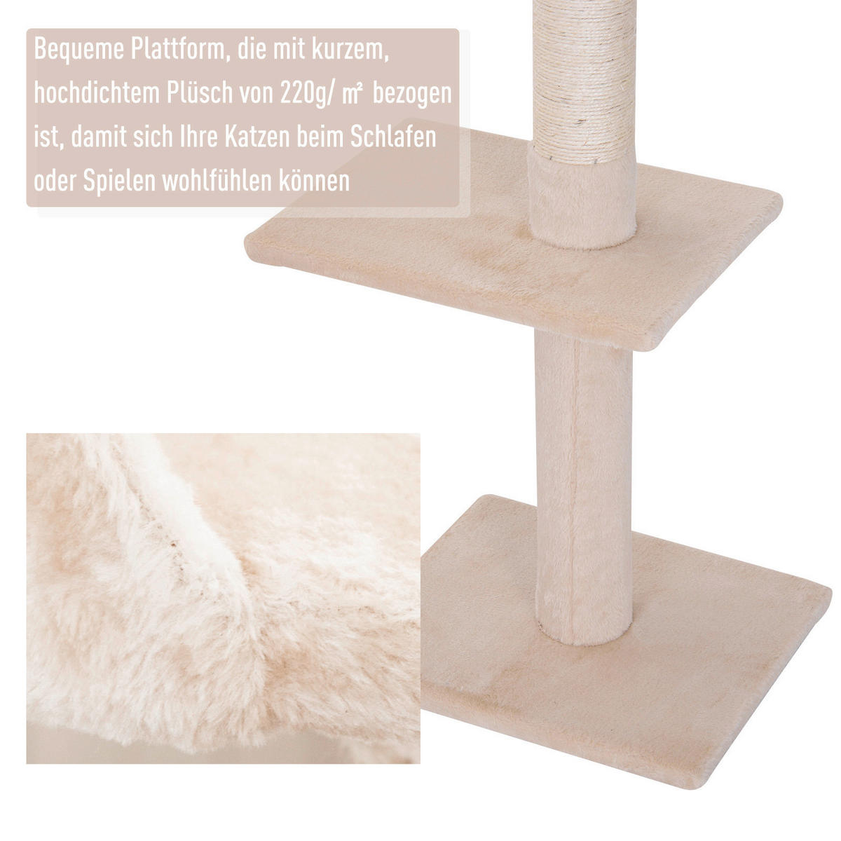 PawHut Kratzbaum beige Spanplatte B/H/L: ca. 34x260x40 cm Kratzbaum - beige (40,00/34,00/260,00cm) - PawHut