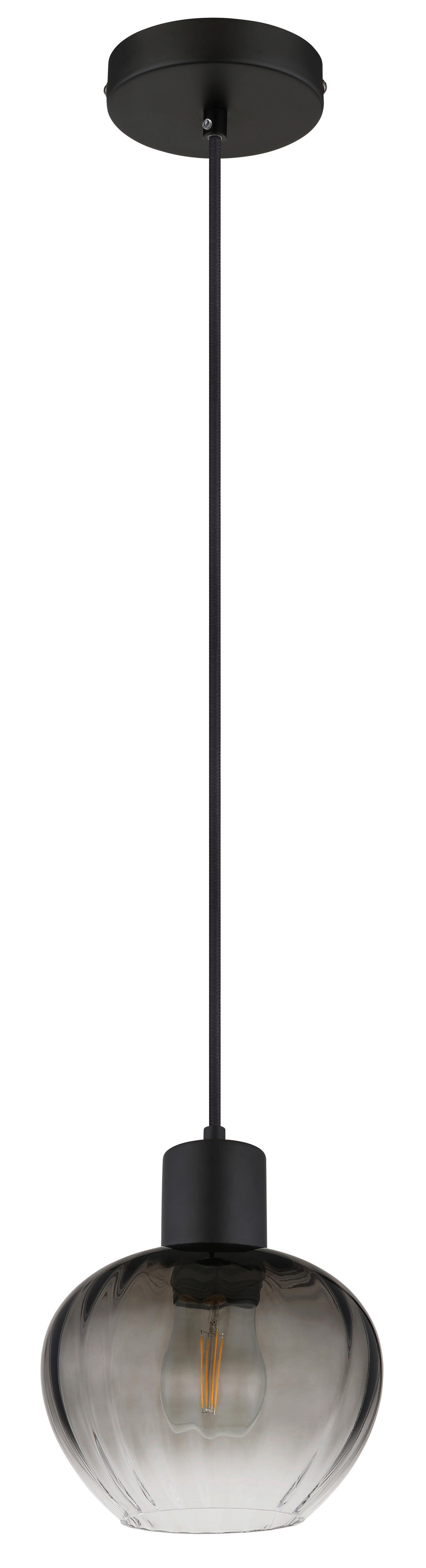 GLOBO Pendelleuchte TOY 30130108 schwarz Rauch Glas Metall H/D: ca. 120x19 cm E27 1 Brennstellen TOY - schwarz/Rauch (19,00/120,00cm) - GLOBO