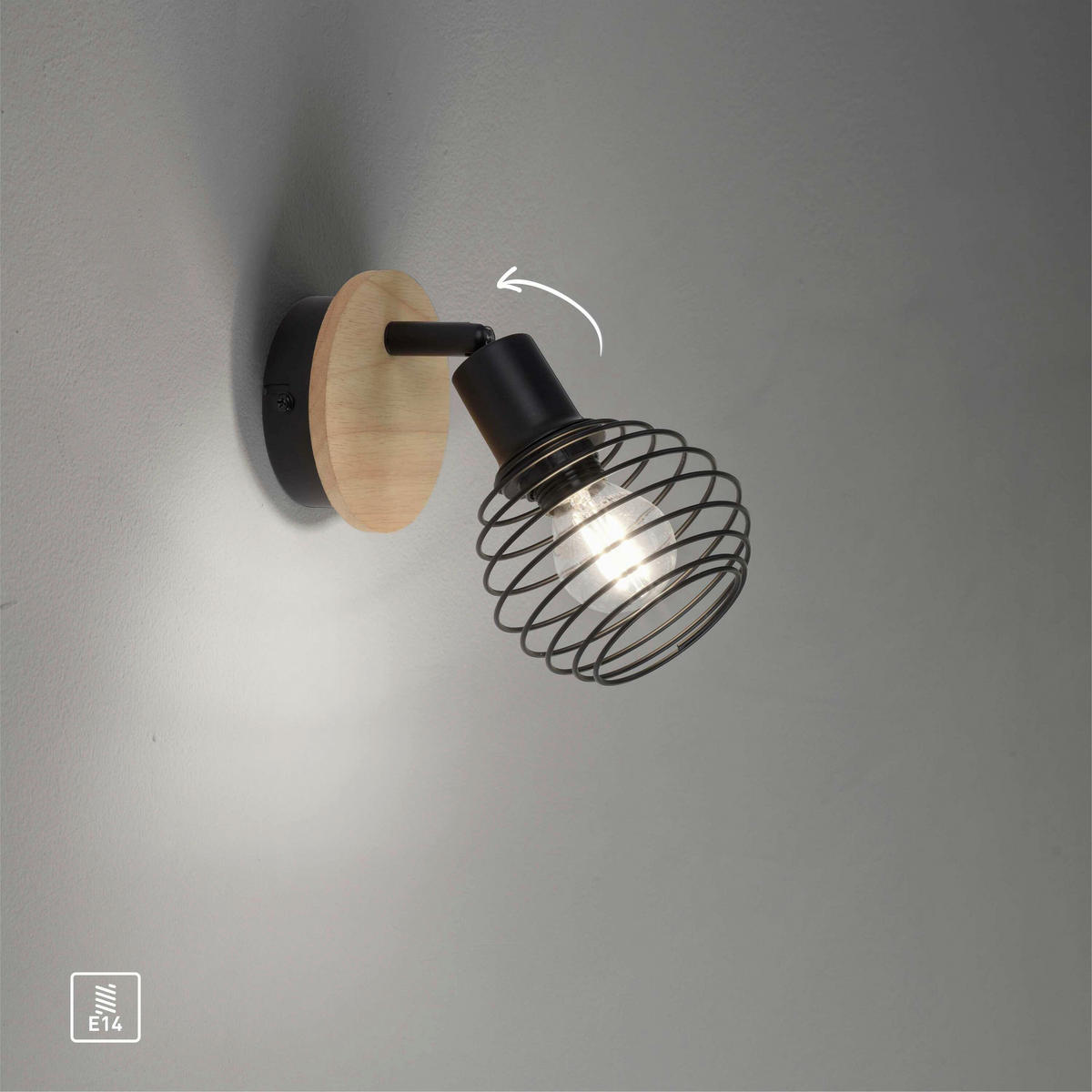 Just Light Wandleuchte 15921-79  Eugen natur Aluminium Holzwerkstoff B/H/L: ca. 12x21x12 cm E14 1 Brennstellen Eugen - natur (12,00/12,00/21,00cm) - Just Light