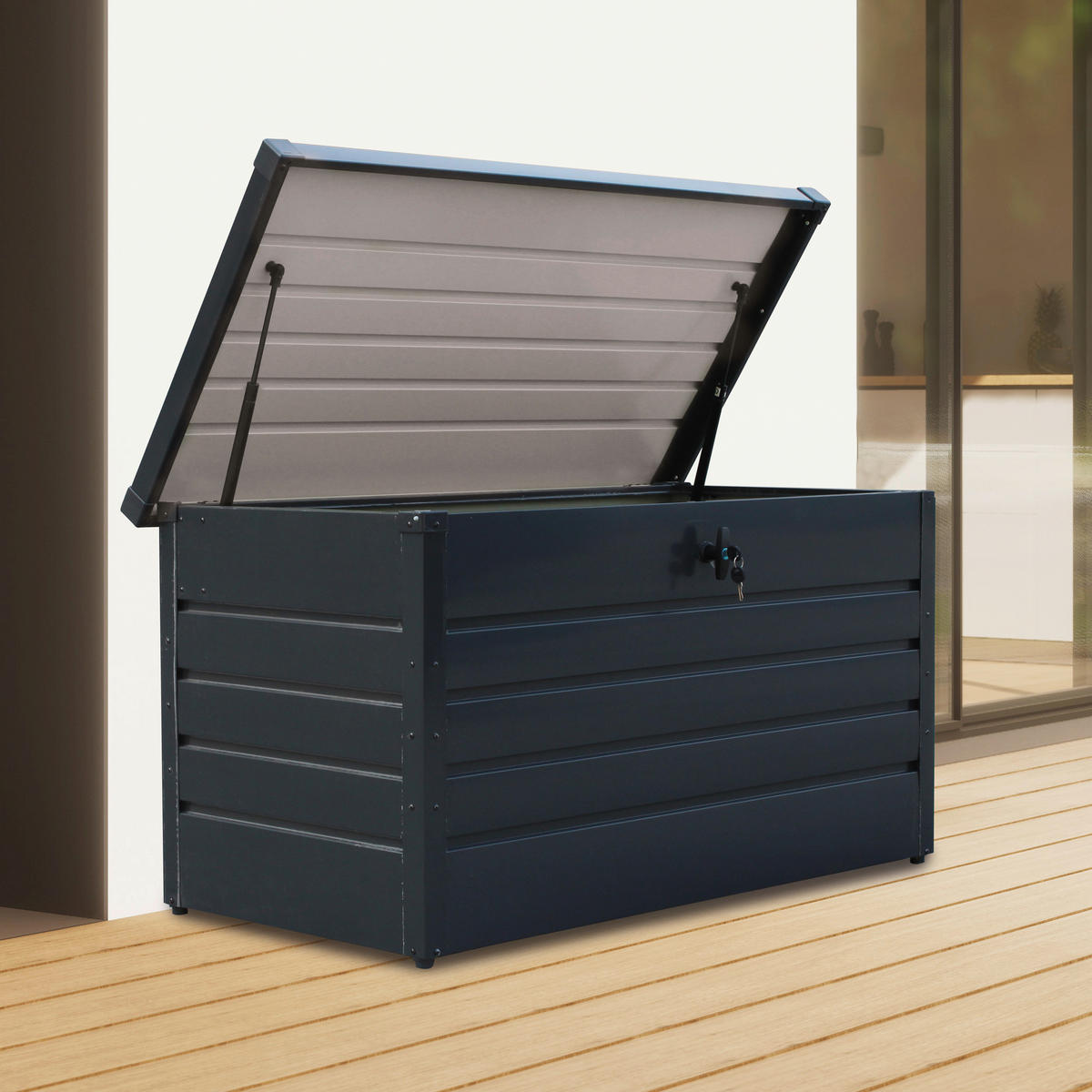 HI Auflagenbox anthrazit Metall B/H/T: ca. 120x63x61 cm Auflagenbox 350l - anthrazit (120,00/63,00/61,00cm) - HI