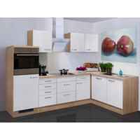 Winkelküche Valero weiß Hochglanz B/H/T: ca. 280x200x60 cm Valero - Eiche/weiß (280,00/200,00/60,00cm) - Flex-Well