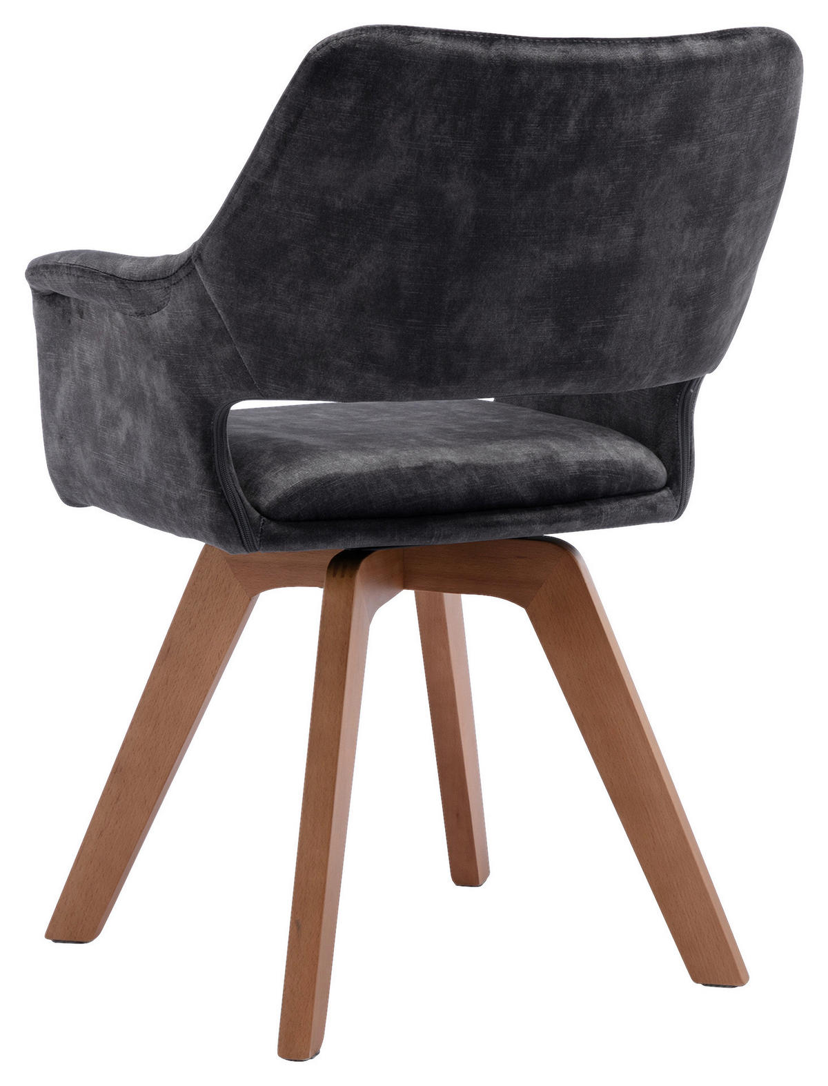 Stuhl KLARA  2er-Set anthrazit Vintage Samt Holz B/H/T: ca. 52x89x63,5 cm KLARA  2er-Set - anthrazit (52,00/89,00/63,50cm) - byLIVING