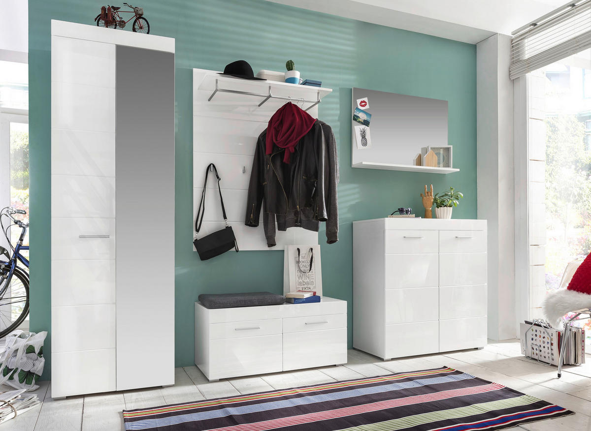 Garderobenschrank Amanda weiß Hochglanz B/H/T: ca. 62x195x38 cm Amanda - weiß (62,00/195,00/38,00cm) - Trendteam