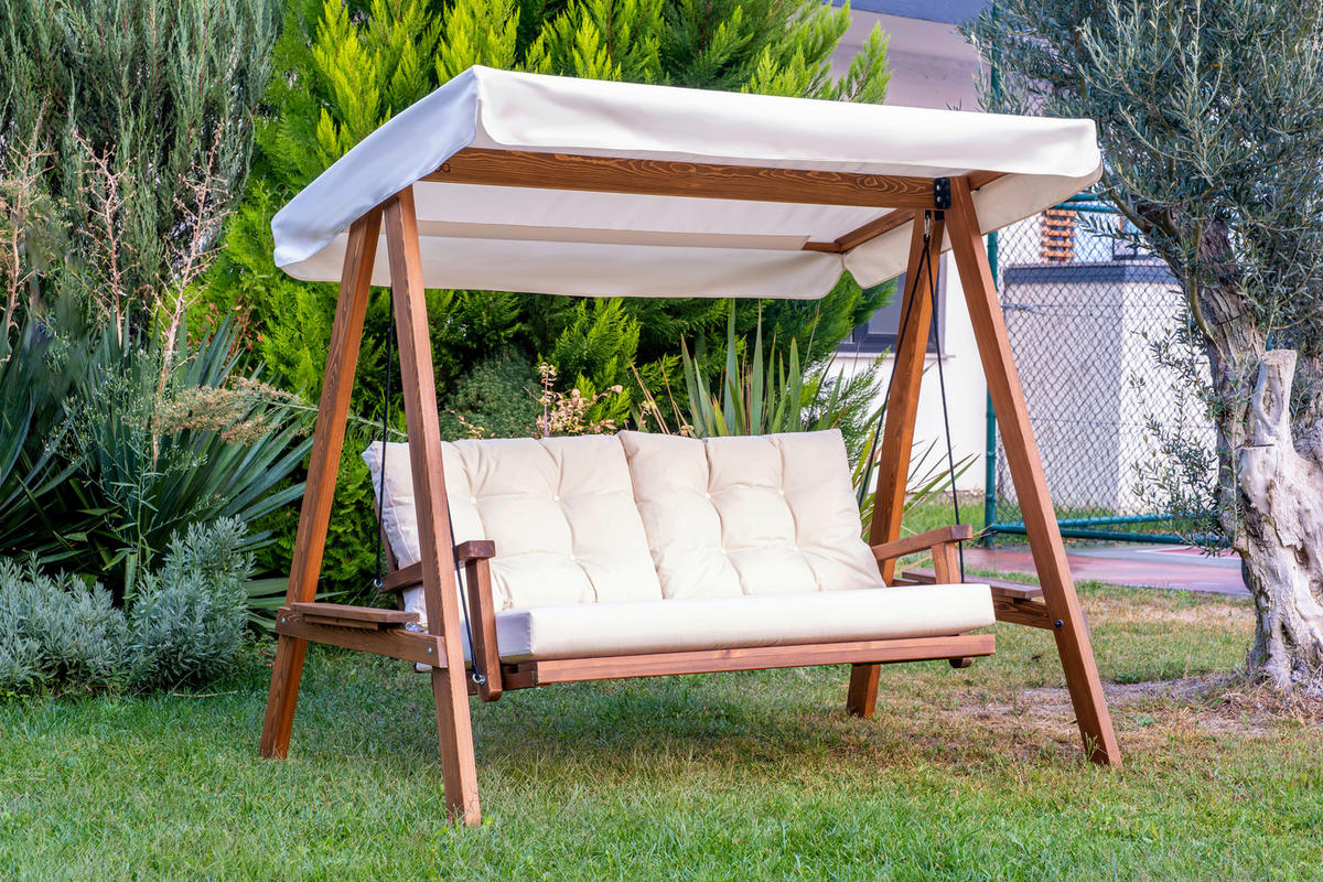Westmann Hollywoodschaukel Pera beige Holz B/H/L: ca. 203x180x116 cm Pera - beige (116,00/203,00/180,00cm) - Westmann