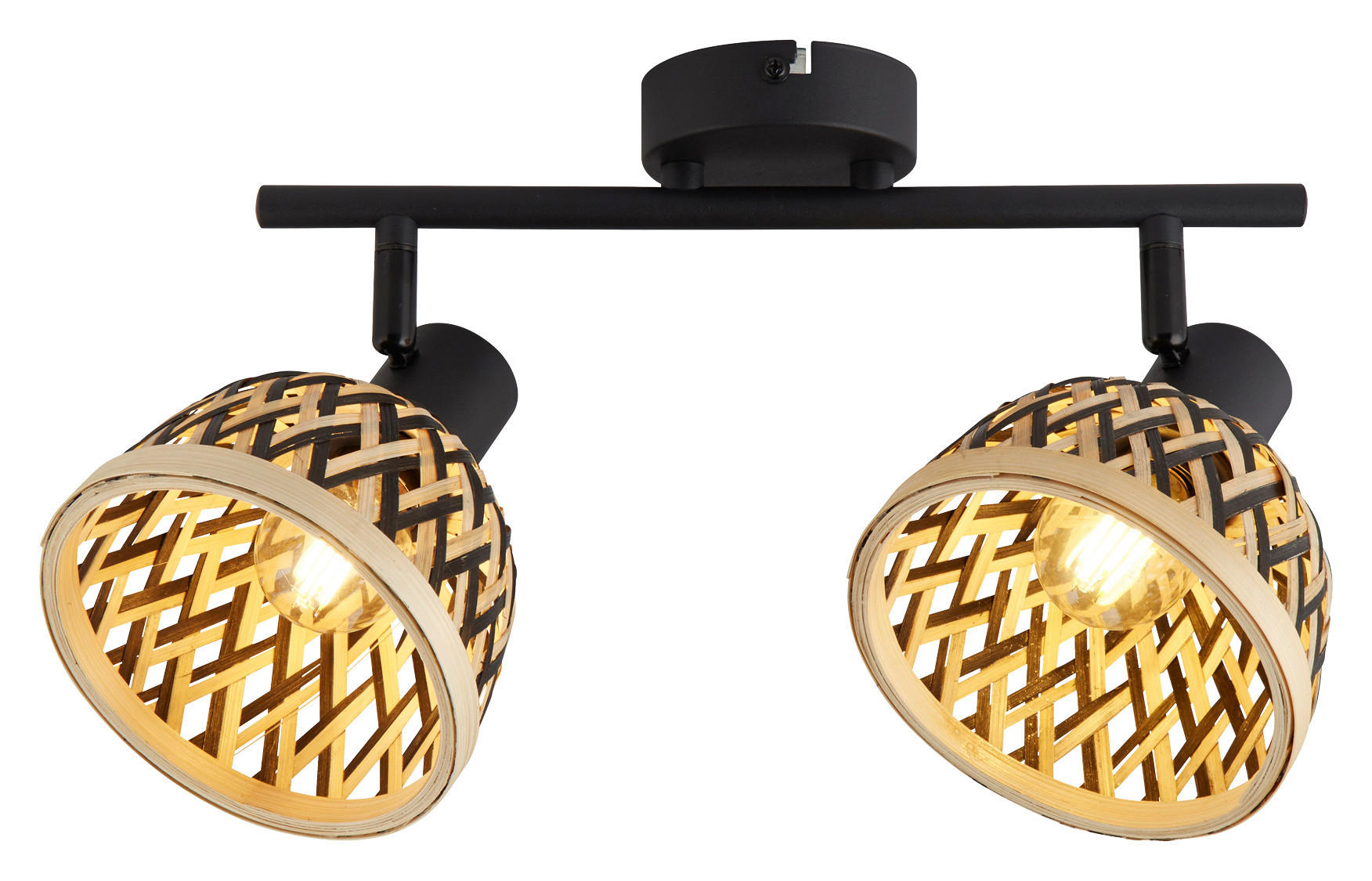 Searchlight Strahler schwarz Stahl Bambus B/H/L: ca. 13x22x45 cm E14 2 Brennstellen Lance - schwarz (45,00/13,00/22,00cm) - Searchlight