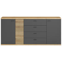 Sideboard Norris anthrazit Eiche Evoke Coast Nachbildung B/H/T: ca. 186x85x42 cm Norris - Eiche/anthrazit (186,00/85,00/42,00cm)