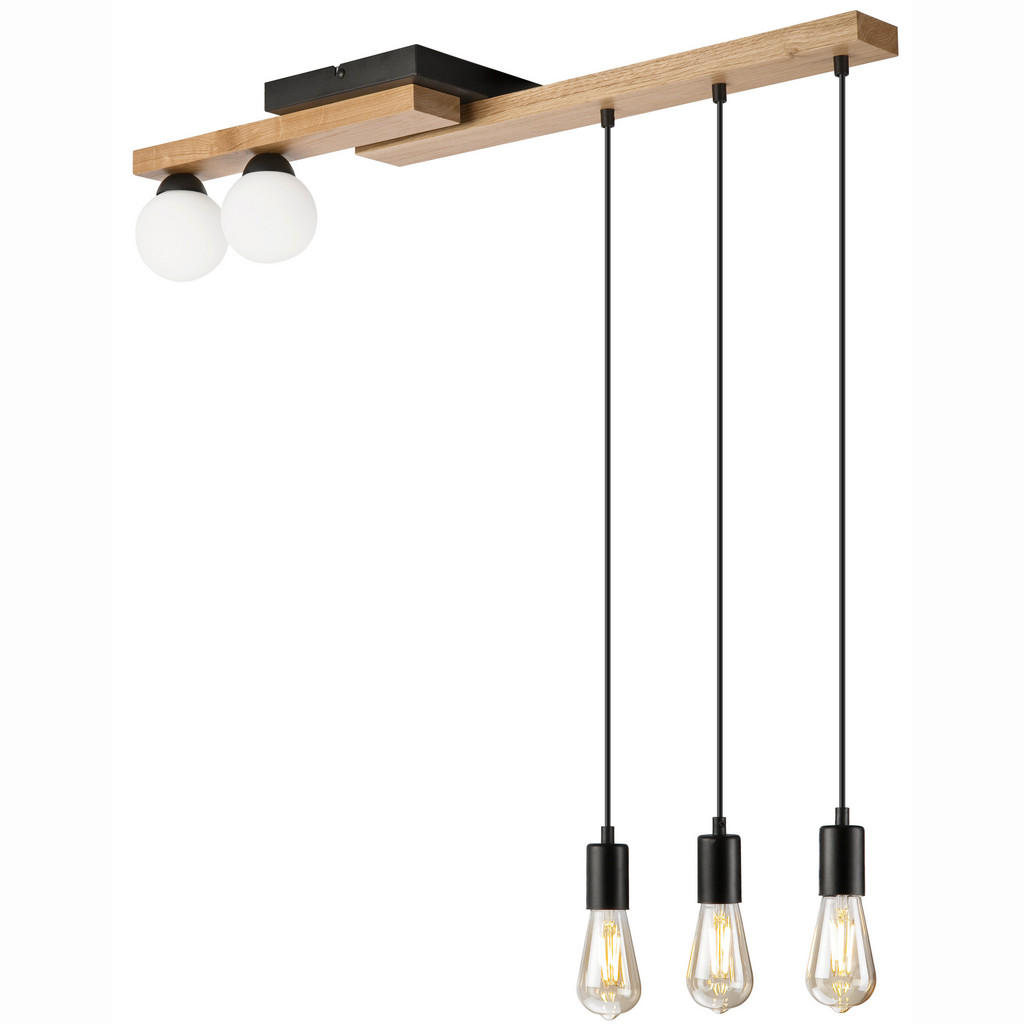 Thumbnail - Lamkur Pendelleuchte schwarz Holz B/H/L: ca. 20x86x84 cm G9 2 Brennstellen