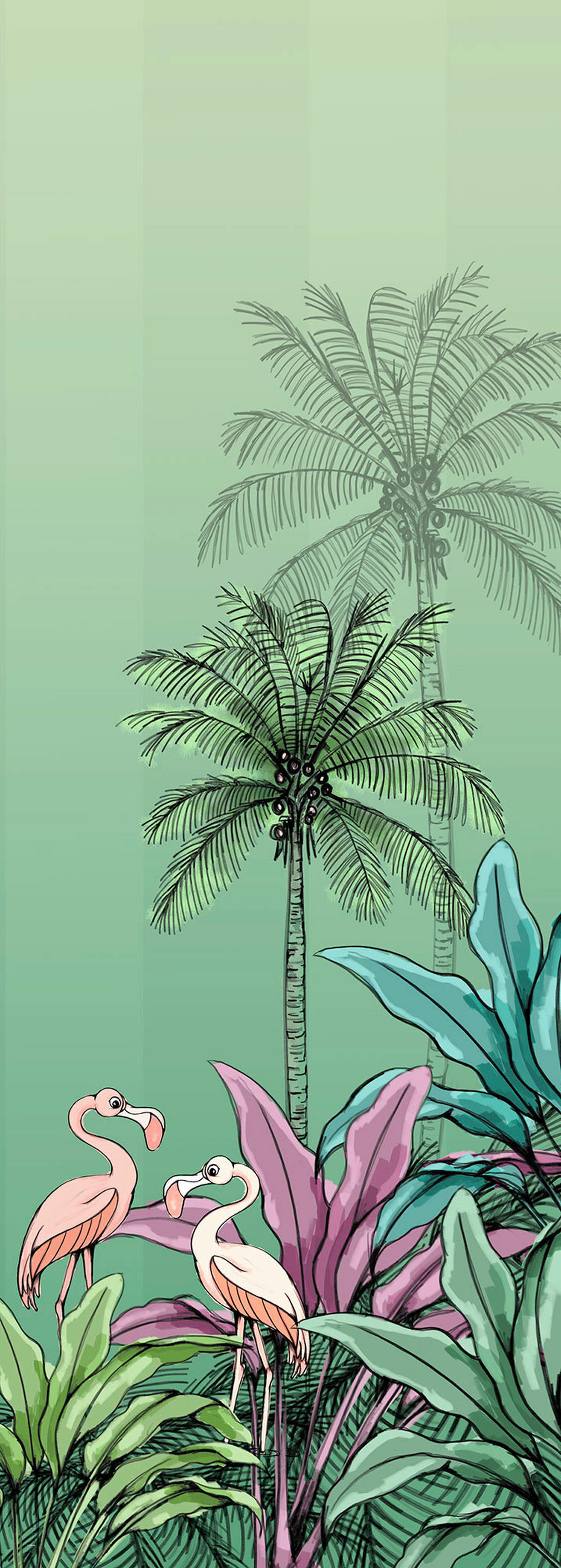 Komar Fototapete Jungle Flamingo DX2-018 B/H: ca. 100x280 cm Jungle Flamingo DX2-018 - (100,00/280,00cm) - Komar
