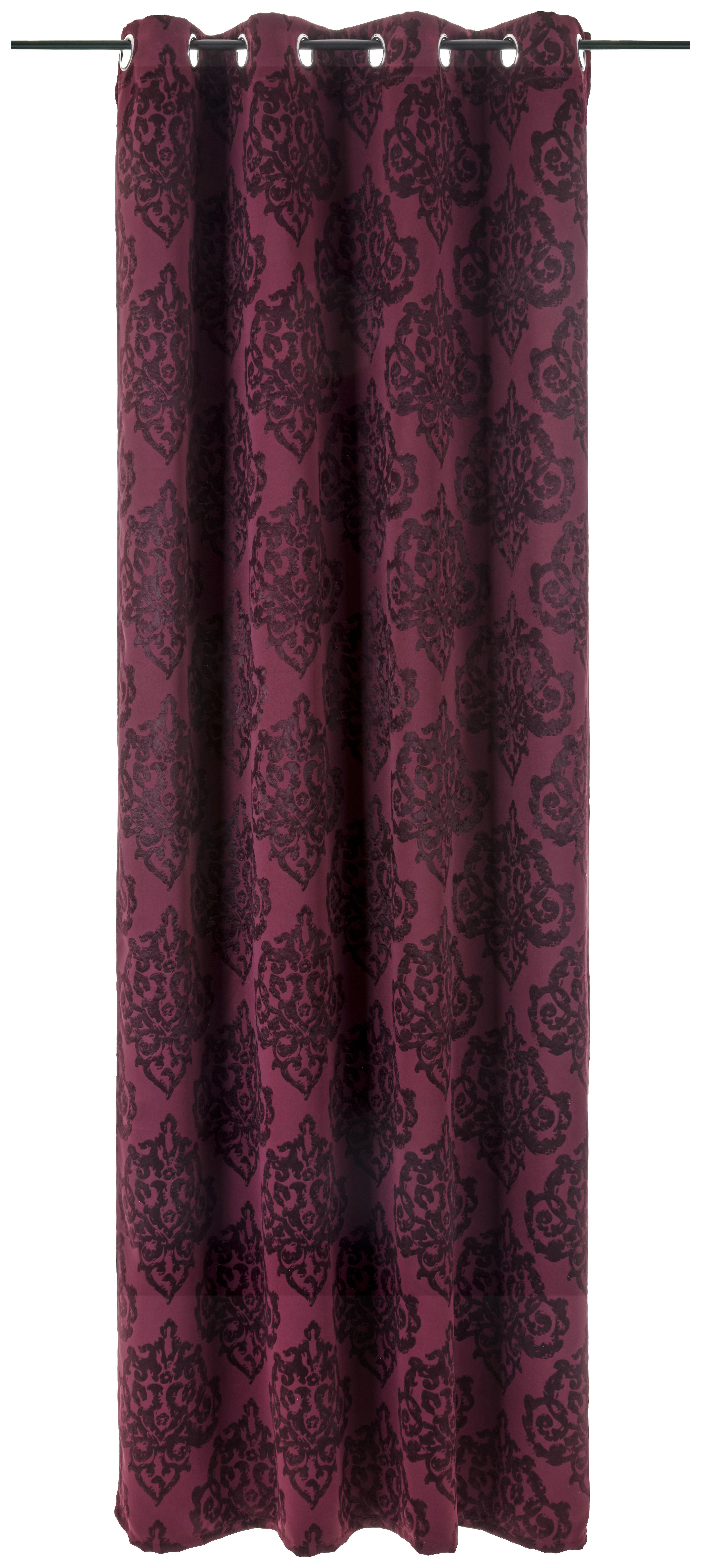 Thumbnail - Ösenvorhang Ornament dunkelrot B/L: ca. 135x245 cm