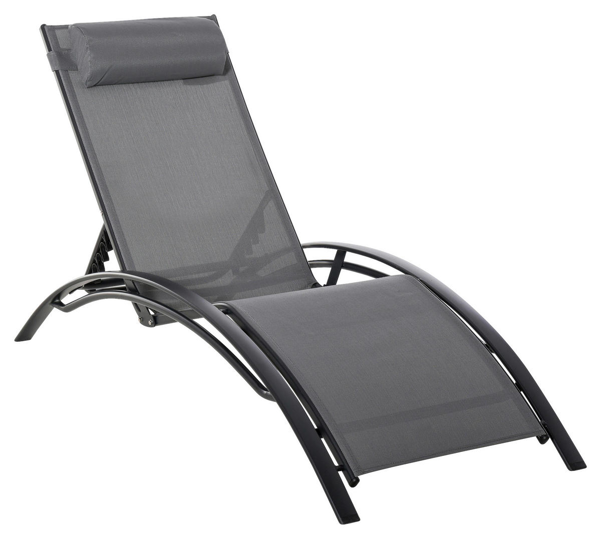 Outsunny Gartenliege grau Aluminium B/H/L: ca. 64x82x171 cm Gartenliege - grau (171,00/64,00/82,00cm) - Outsunny