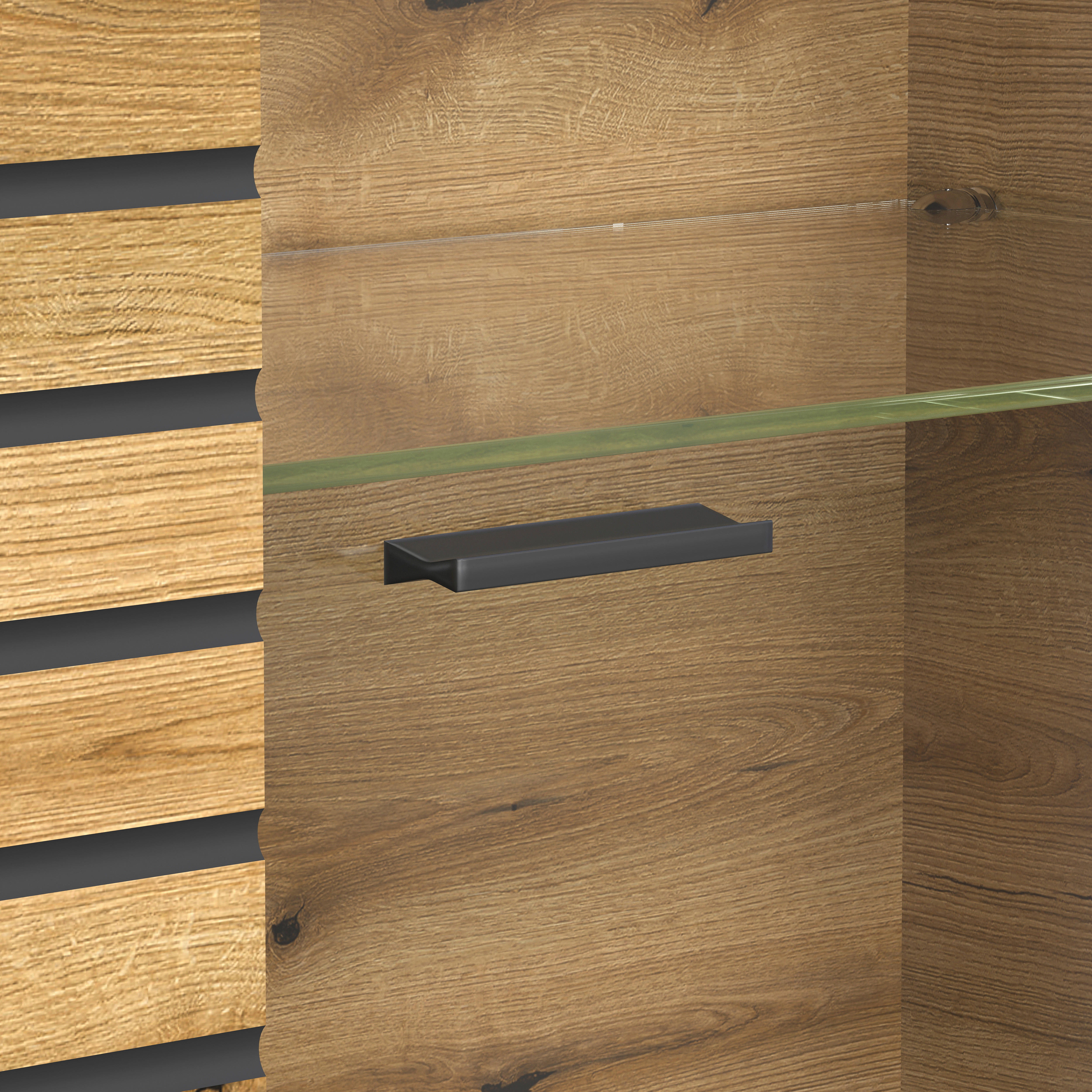Vitrine Norris anthrazit Eiche Evoke Coast Nachbildung B/H/T: ca. 80x204x37 cm Norris - Eiche/anthrazit (80,00/204,00/37,00cm)
