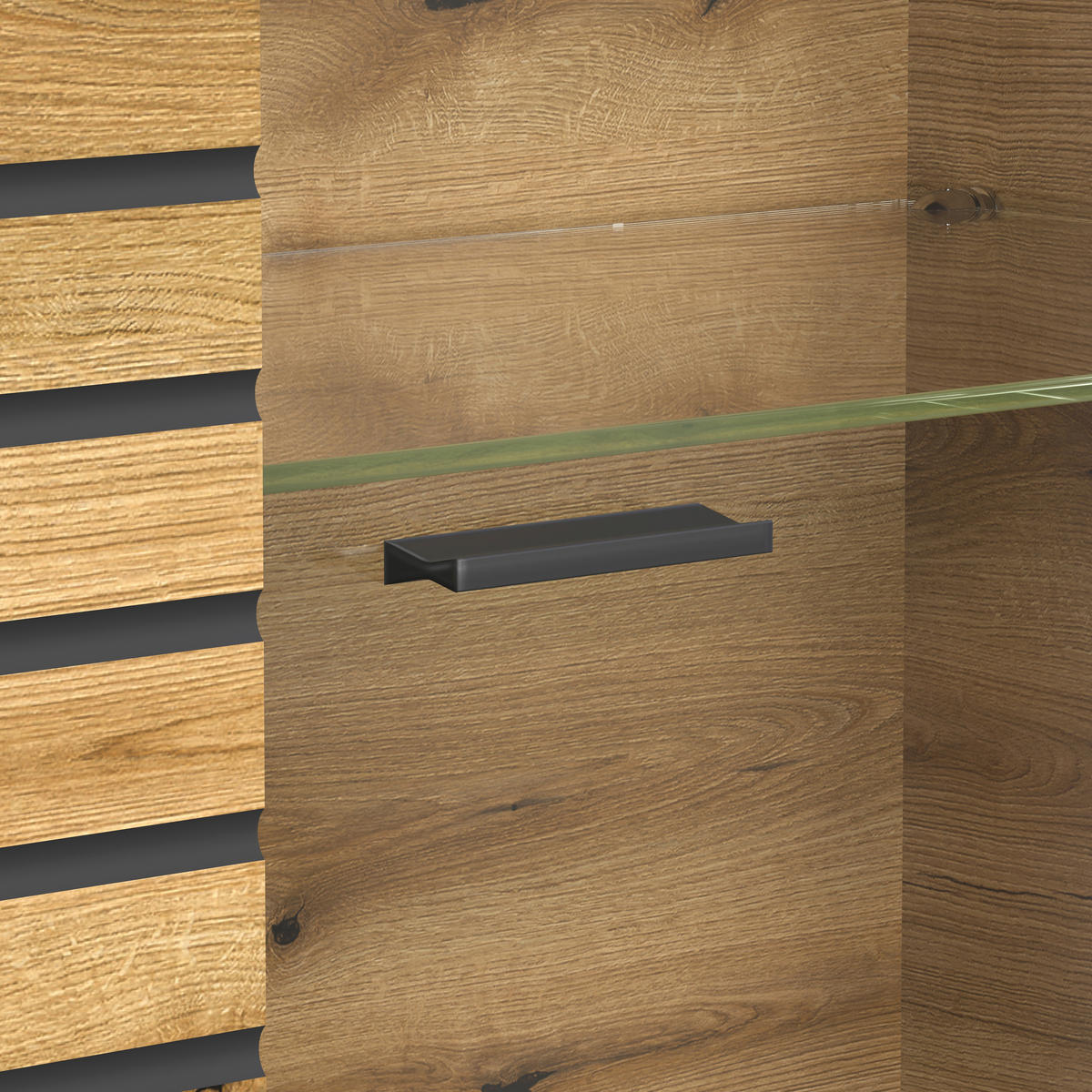 Vitrine Norris anthrazit Eiche Evoke Coast Nachbildung B/H/T: ca. 80x204x37 cm Norris - Eiche/anthrazit (80,00/204,00/37,00cm)