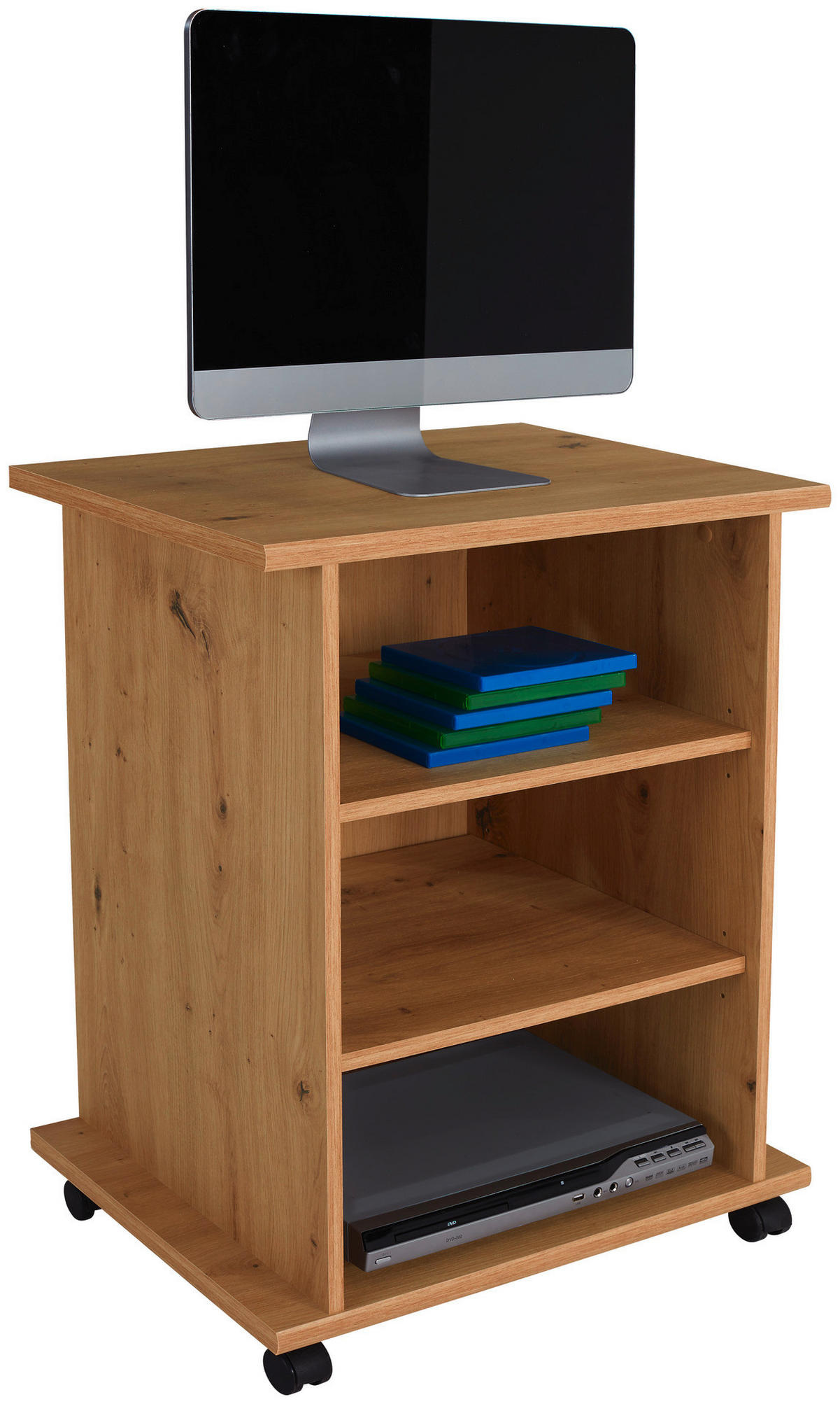 TV-Rollwagen Jürgen Eiche Artisan Nachbildung B/H/T: ca. 65x76x40 cm Jürgen - Eiche/schwarz (65,00/76,00/40,00cm)