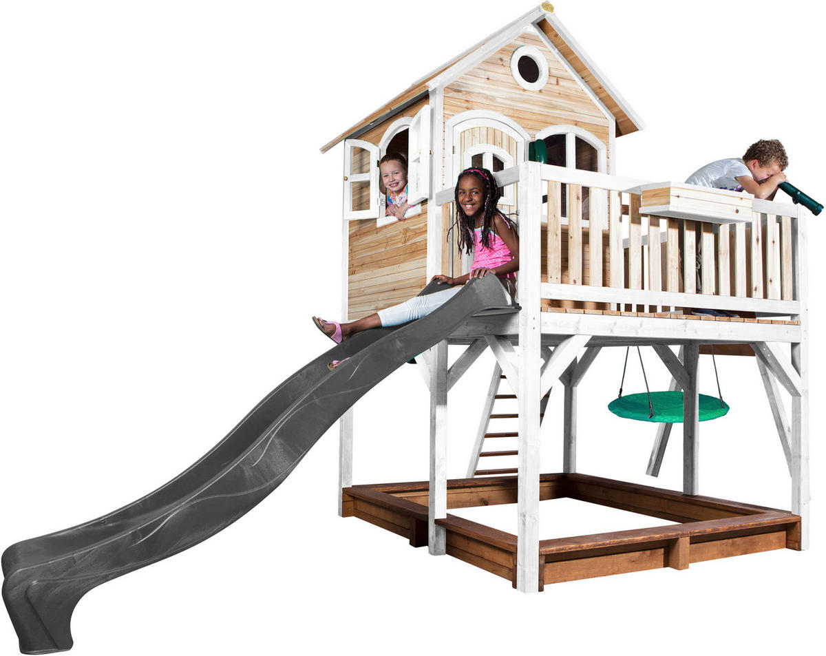AXI Spielhaus Liam braun B/H/L: ca. 541x291x277 cm Liam - braun/weiß (277,00/541,00/291,00cm) - AXI