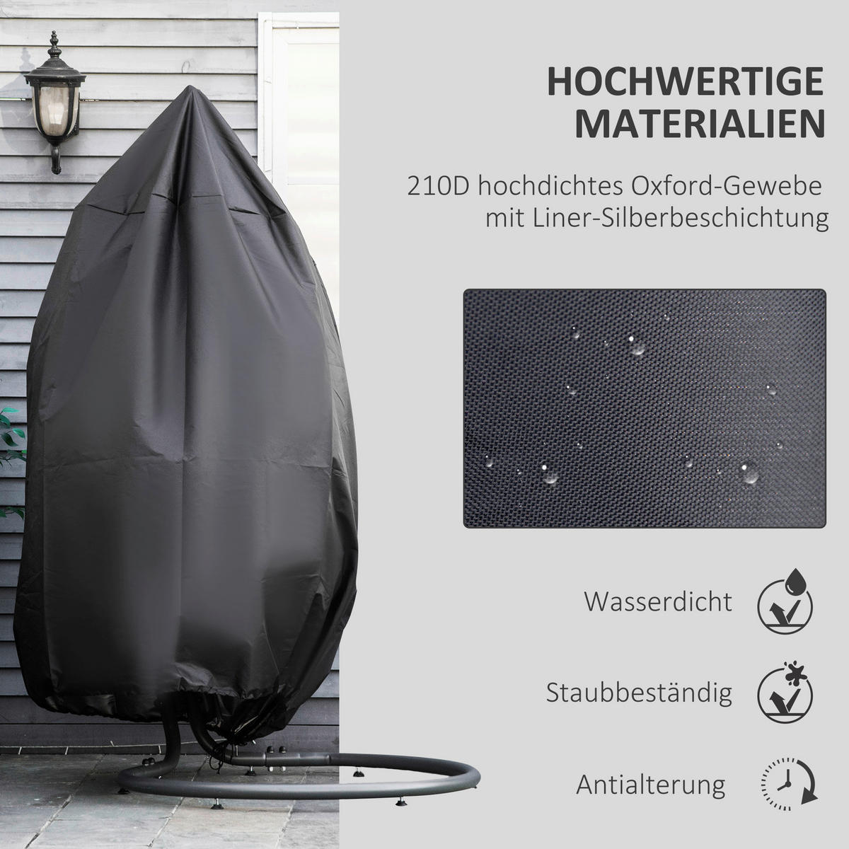 Outsunny Schutzhülle mit Tasche schwarz Kunststoff H/D: ca. 190x115 cm Schützhülle_Outdoor mit Tasche - schwarz (115,00/190,00cm) - Outsunny