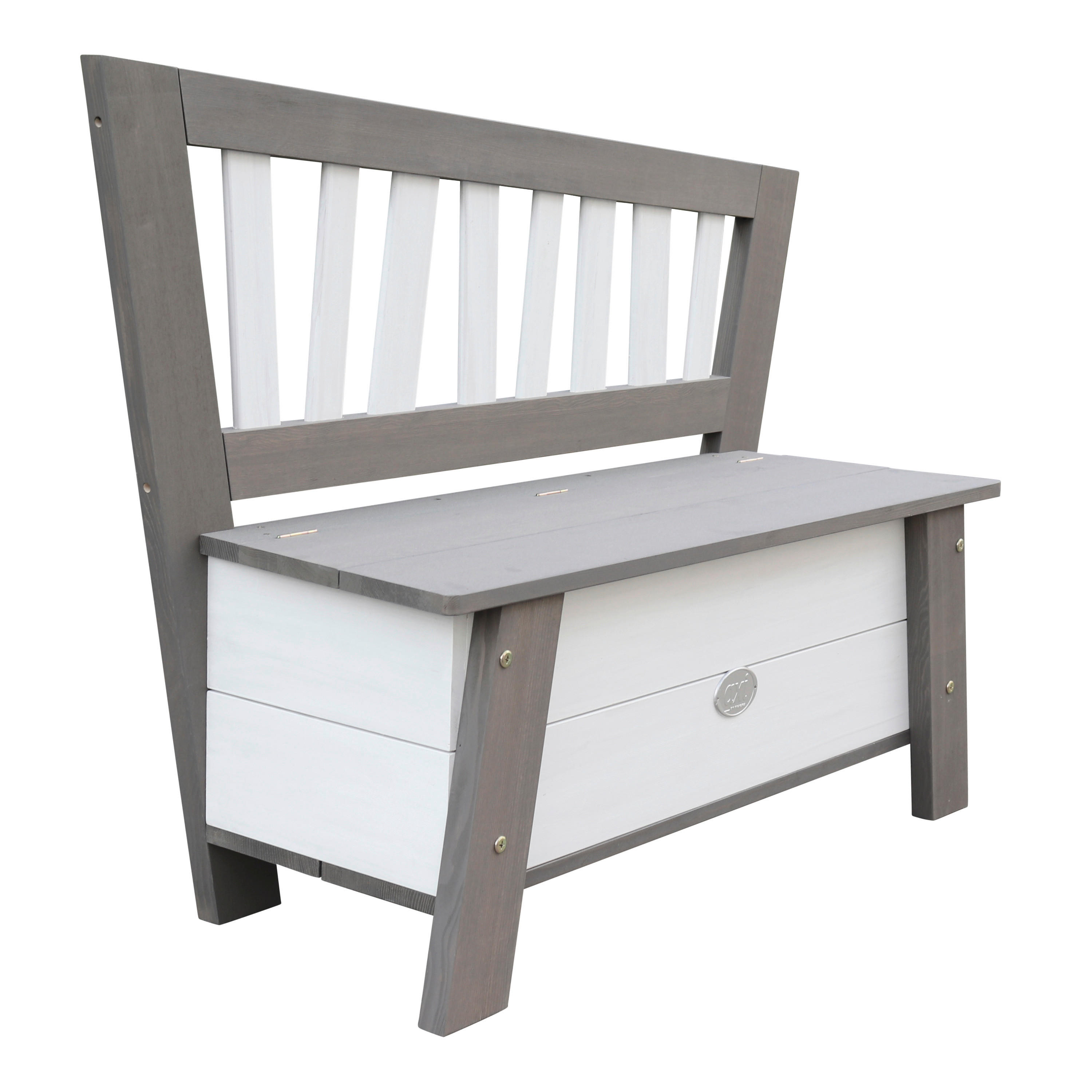 AXI Aufbewahrungsbank grau Holz B/H/L: ca. 116x84x37 cm Aufbewahrungsbank - weiß/grau (37,00/116,00/84,00cm) - AXI