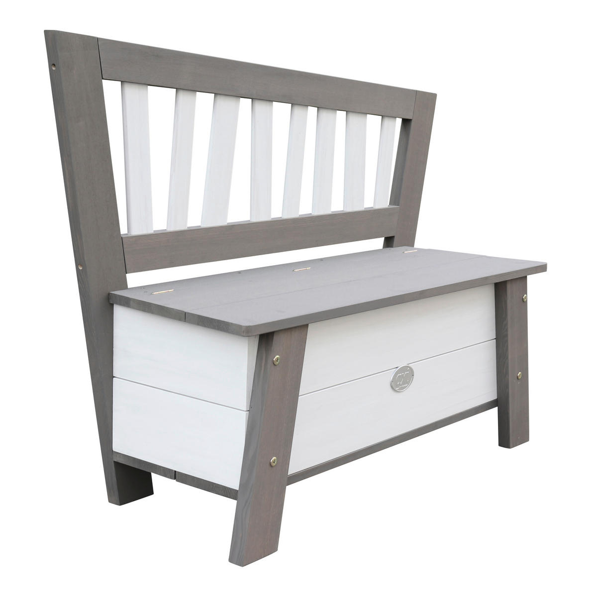AXI Aufbewahrungsbank grau Holz B/H/L: ca. 116x84x37 cm Aufbewahrungsbank - weiß/grau (37,00/116,00/84,00cm) - AXI